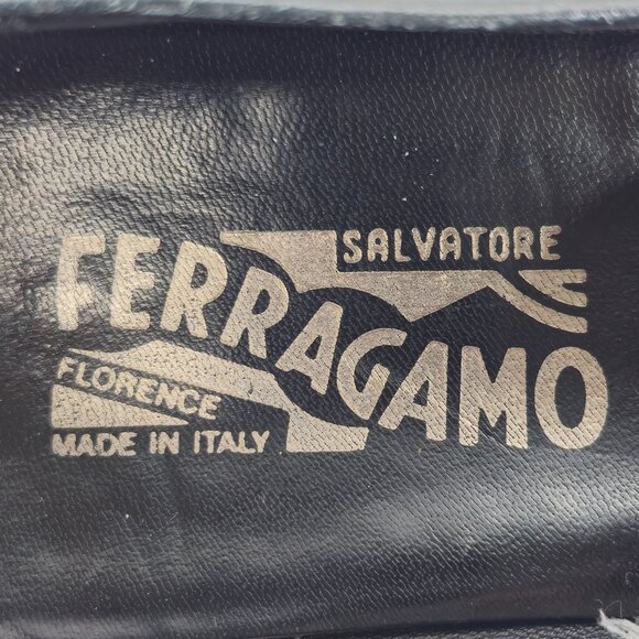 Salvatore Ferragamo Italy Dress Shoes Men's 11D Black Leather Apron-toe Loafers - Picture 11 of 11